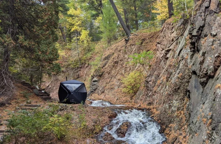 one of few good sauna tents pictured by the river