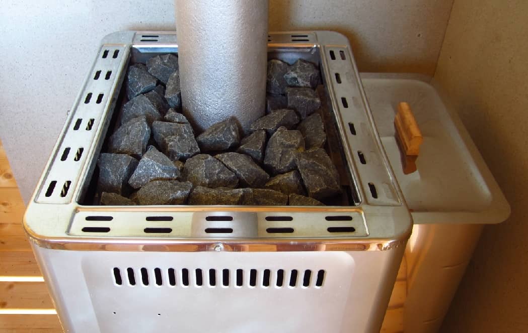 vulcanite sauna stones in harvia sauna heater