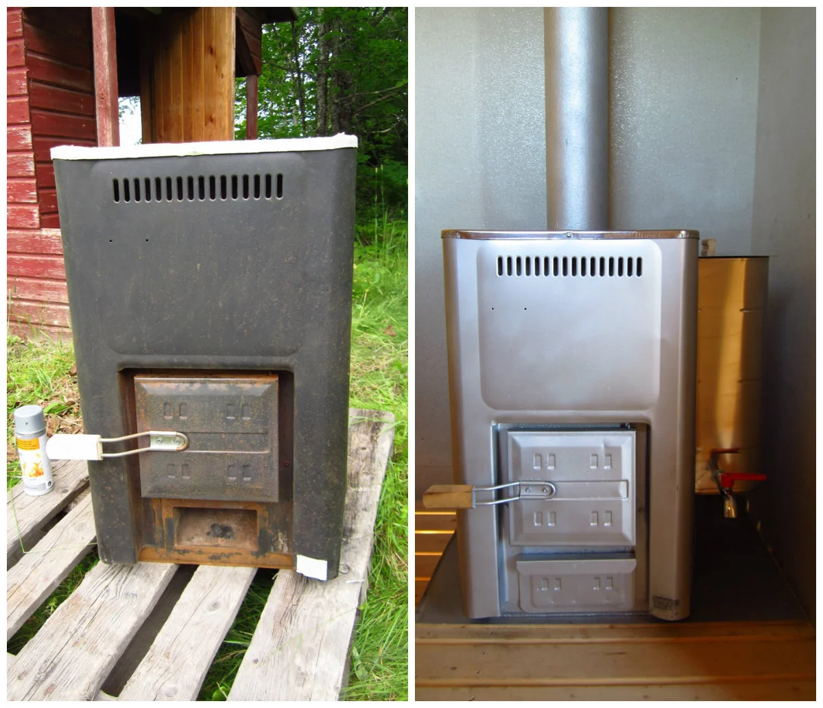 sauna stove before and after