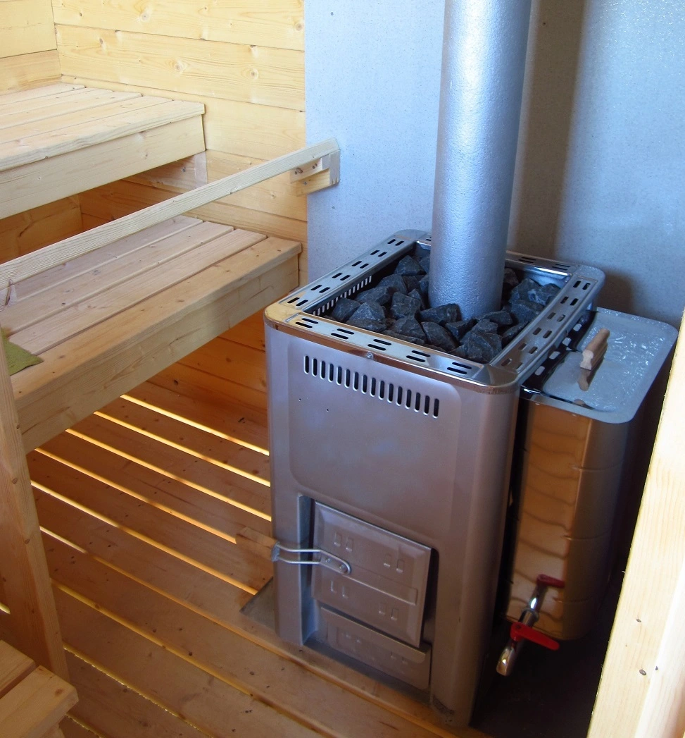 sauna heater with vulcanite sauna rocks