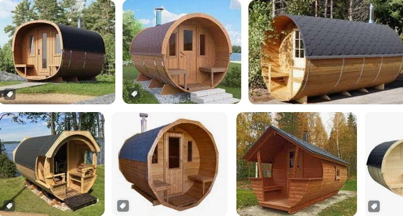 barrel saunas with roof