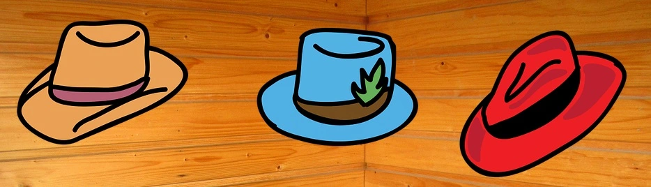 sauna hats against sauna wall