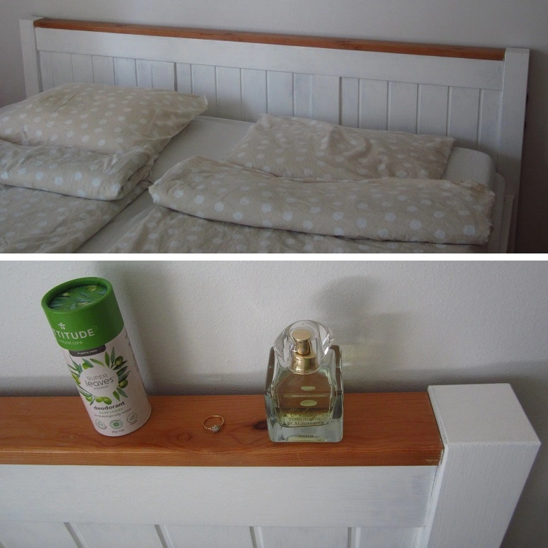 bed headboard with space on top