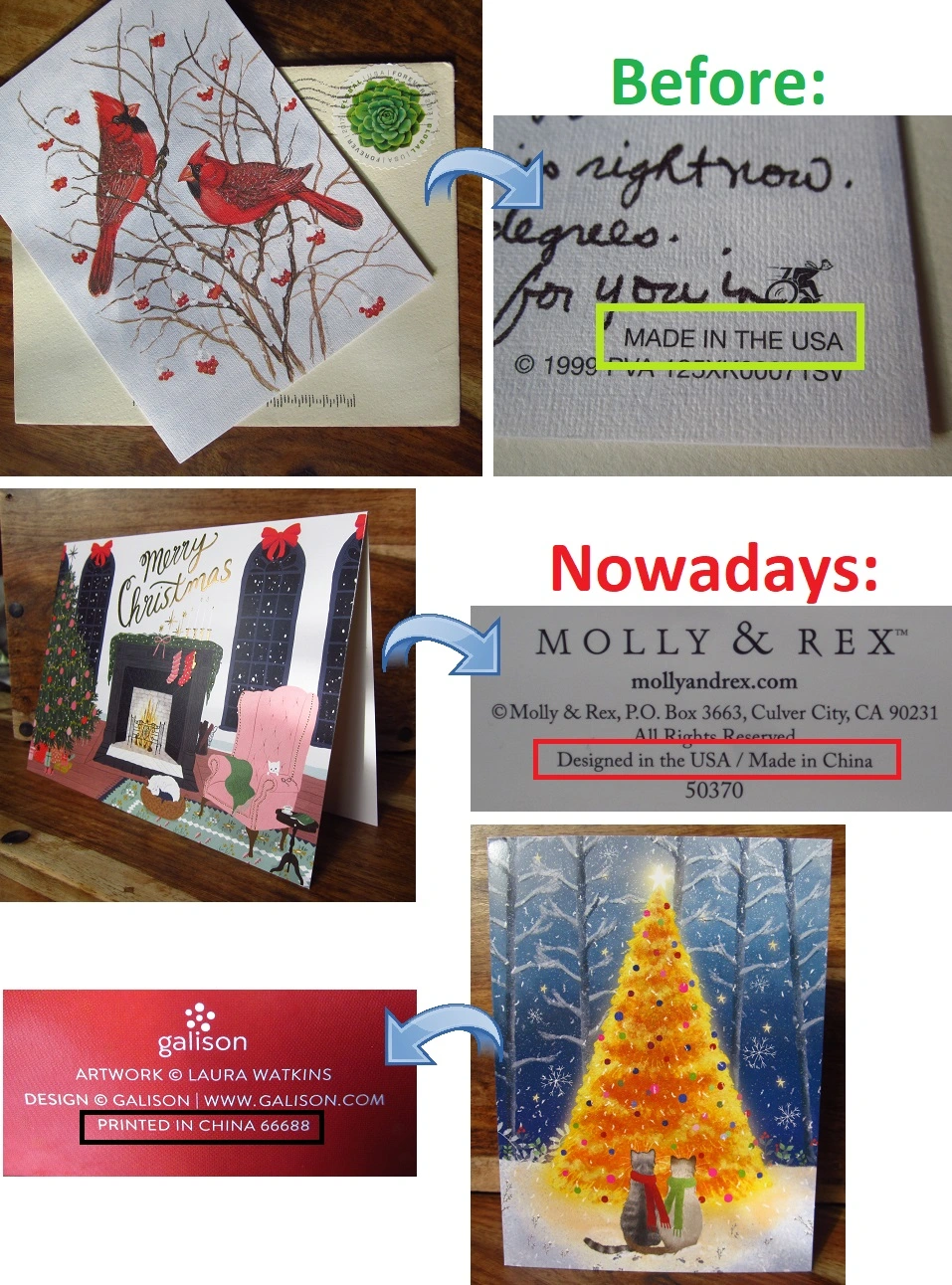 Christmas cards made in the USA vs China