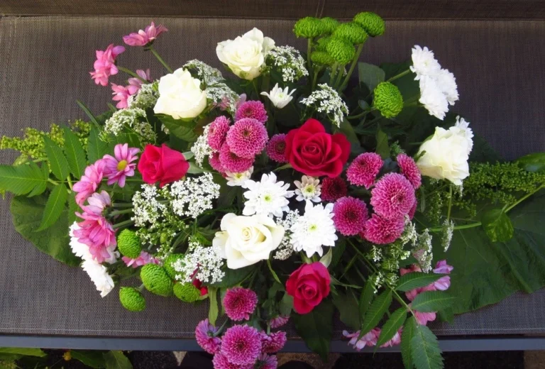 DIY flower arrangements for funeral with store-bought and wild flowers