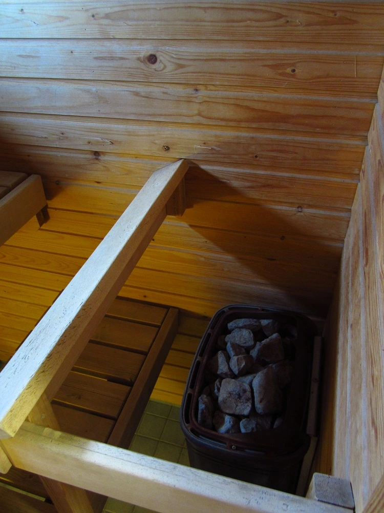 sauna heater and safety rail