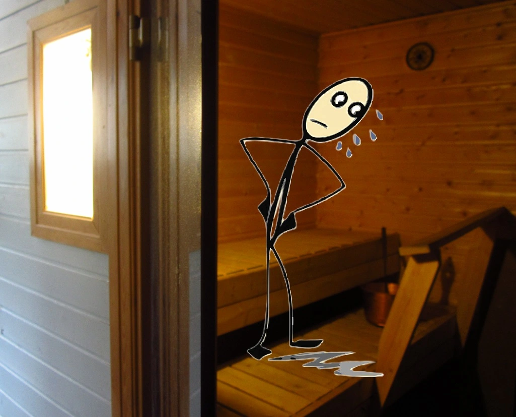 guy wondering how long to stay in a sauna