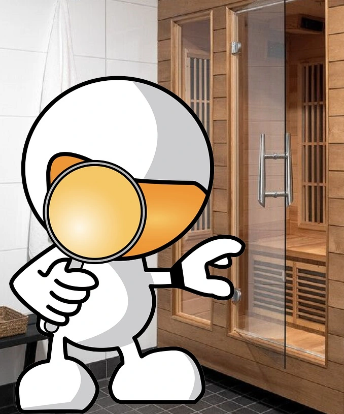 infrared sauna inspection with a magnifying glass