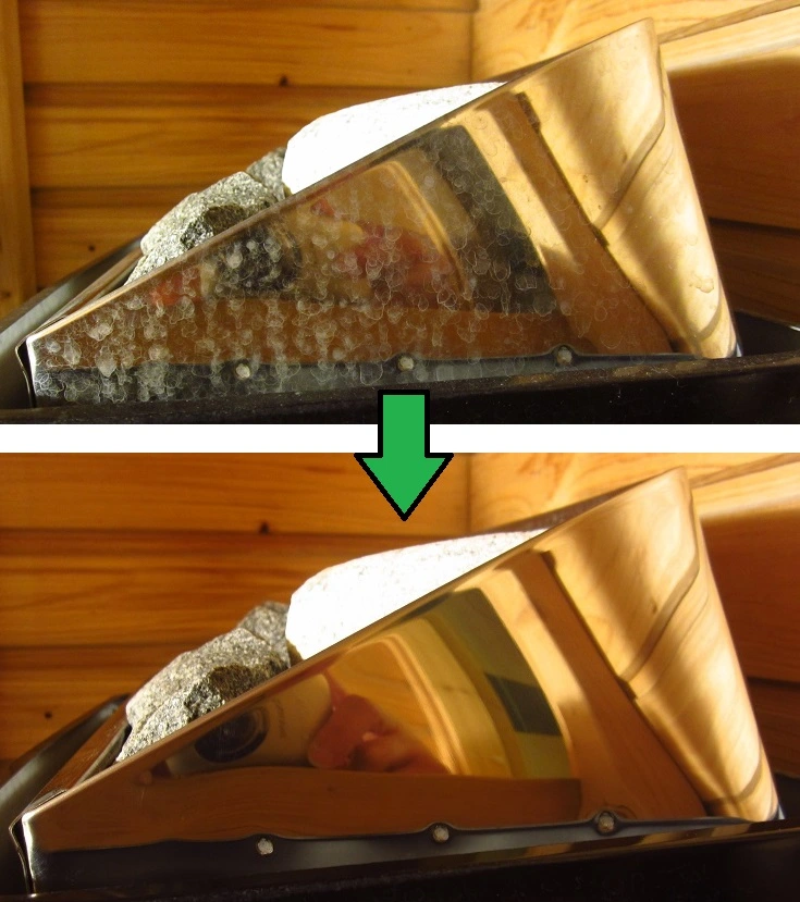 sauna heater before and after cleaning