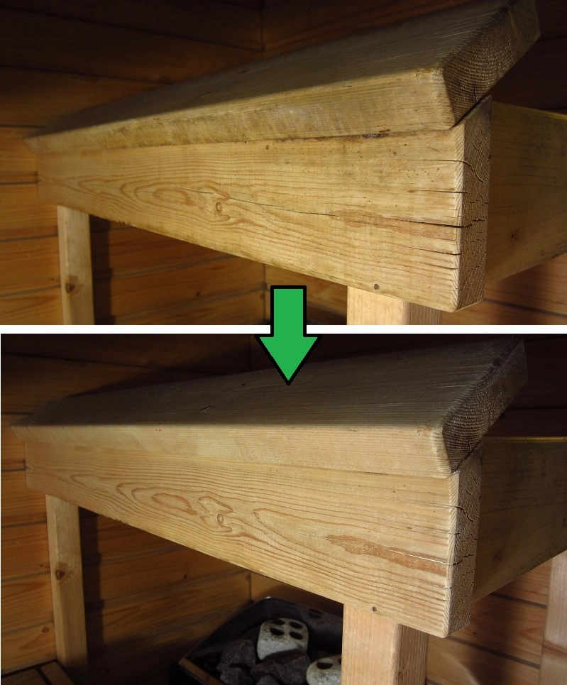 sauna safety rail before and after cleaning