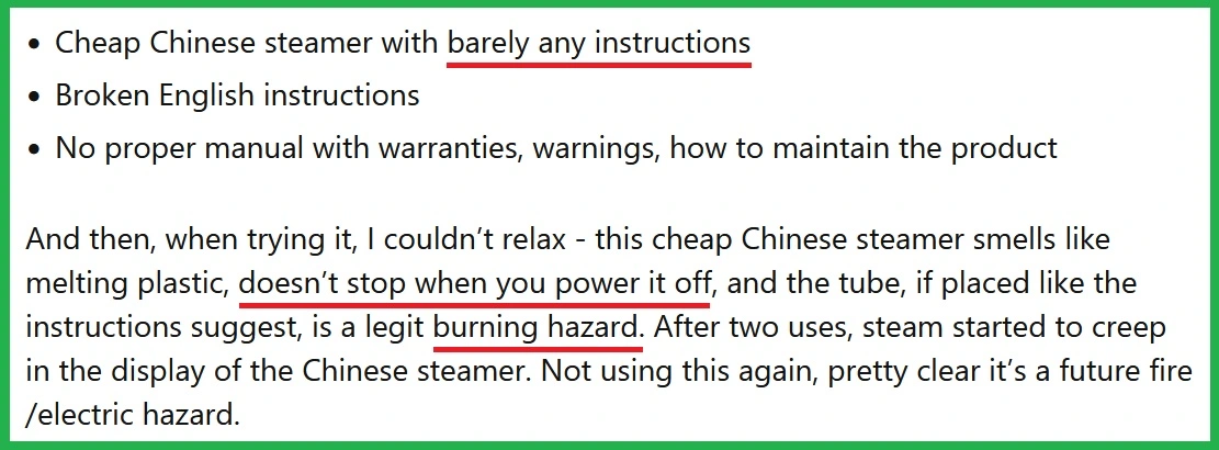 nurecover review talking about poor instructions and burns