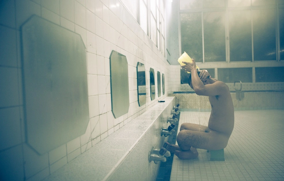 man bathing