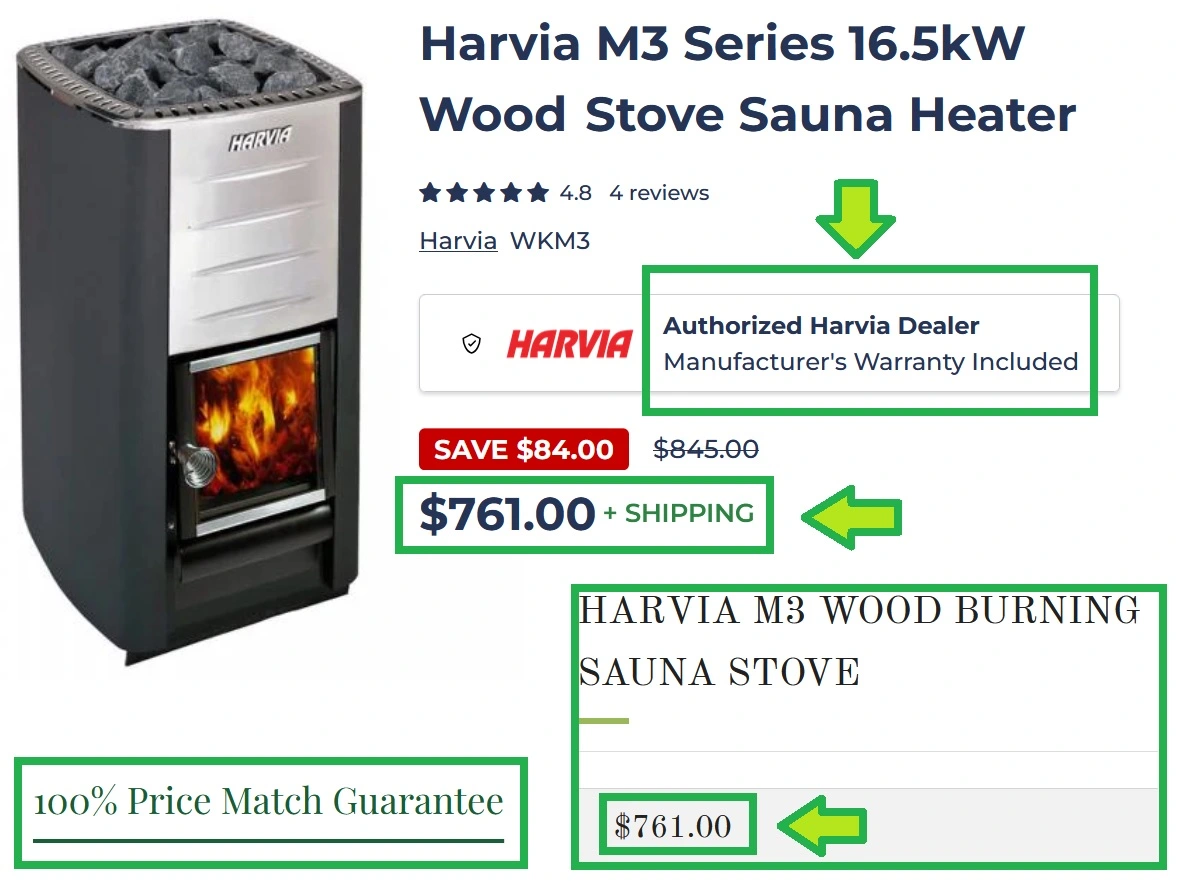 authorized sauna sellers offering the same prices