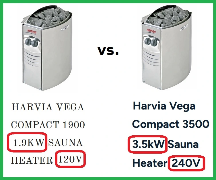 voltage comparison between sauna heaters