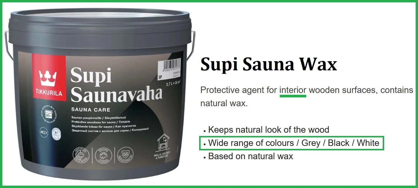 interior sauna wood wax