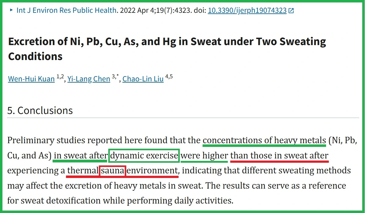 exercise vs. sauna for heavy metal detox