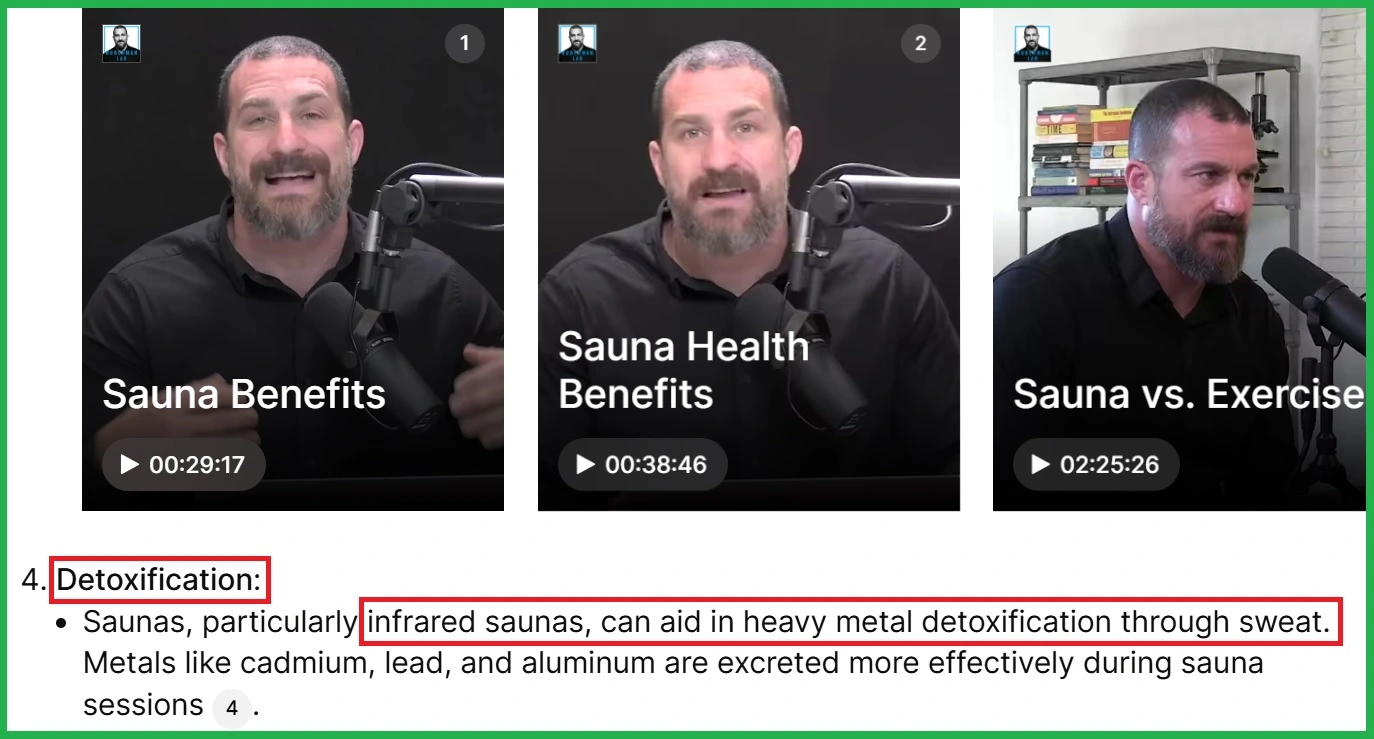 Andrew Huberman's sauna claims on detoxification