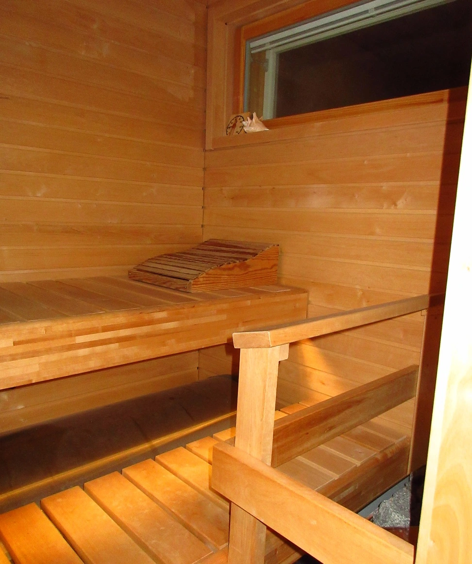 indoor sauna with bare walls