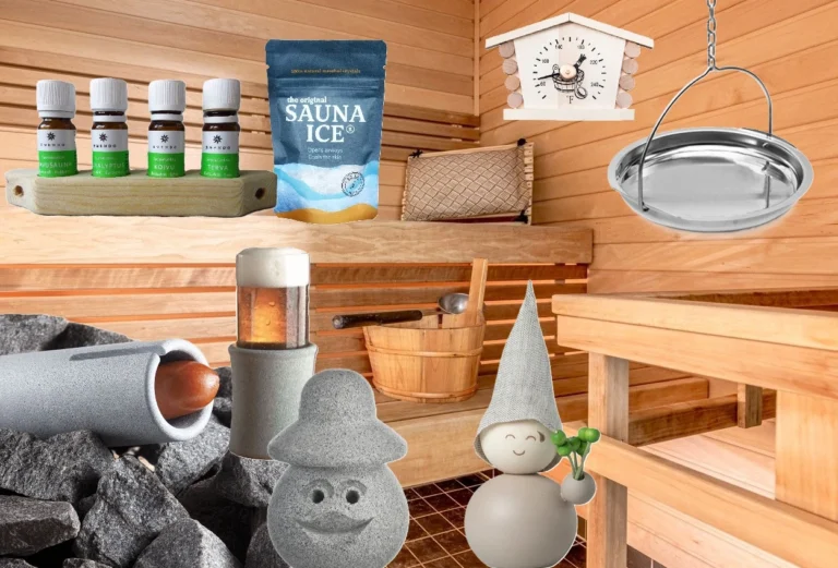 essential and fun sauna accessories displayed