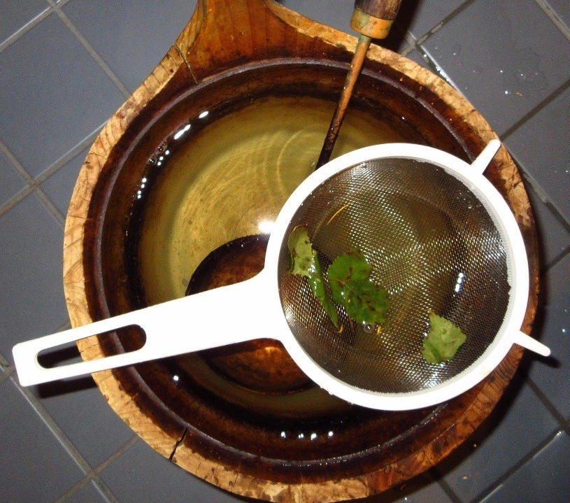 strained and birch-infused löyly water