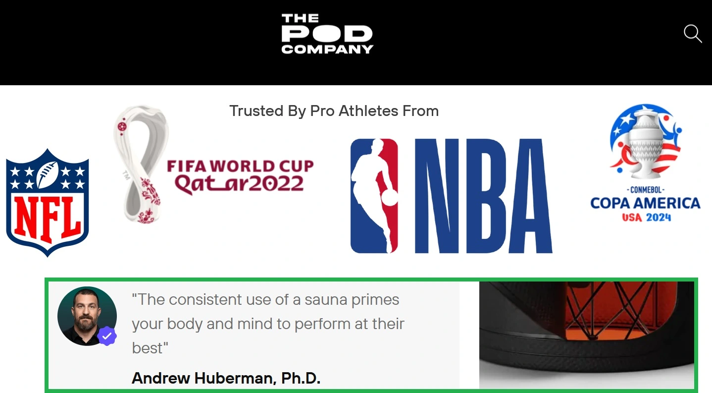 made-up endorsements from sports leagues and Andrew Huberman