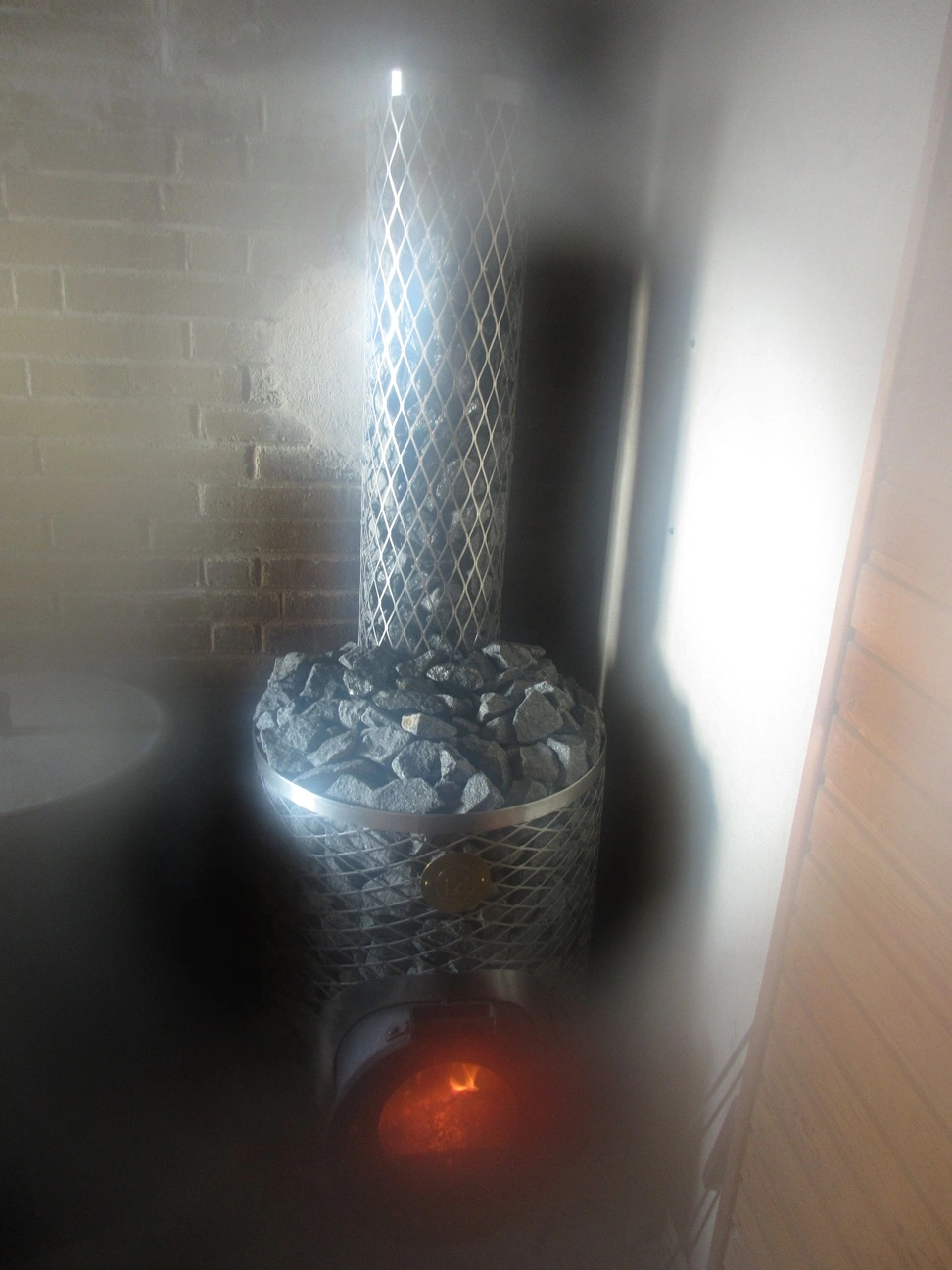 steam rising from IKI sauna stove