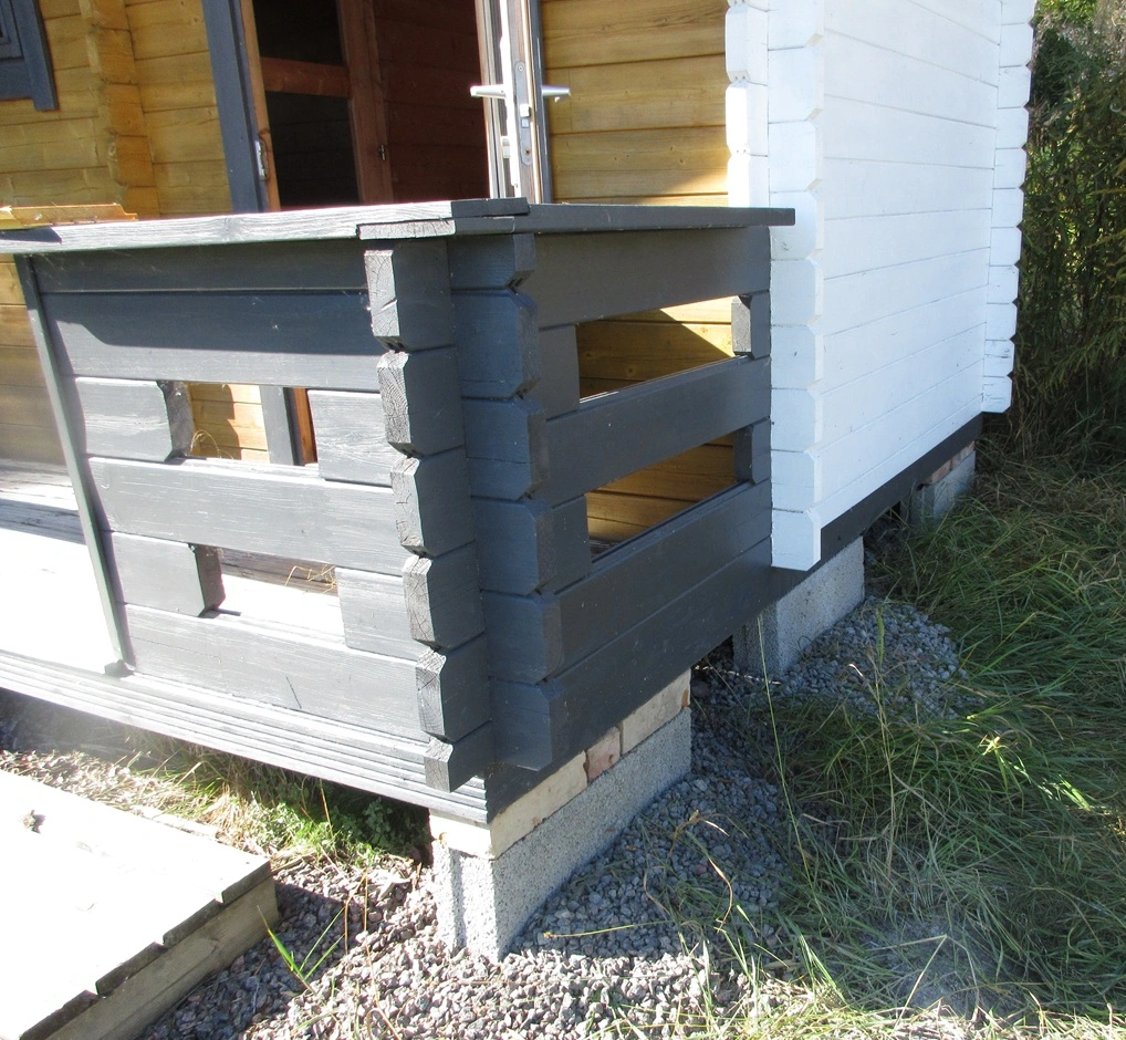 bricks added to sauna foundation