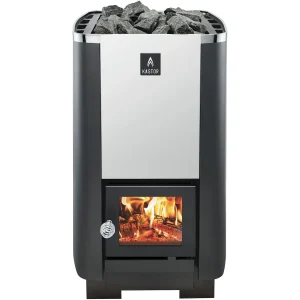 Kastor Karhu wood-burning sauna stove, available in models 22, 30, and 40