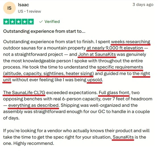 AI review conjured by SaunaKits.com