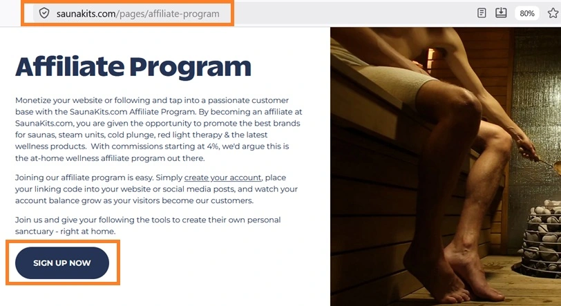 SaunaKits.com's affiliate program