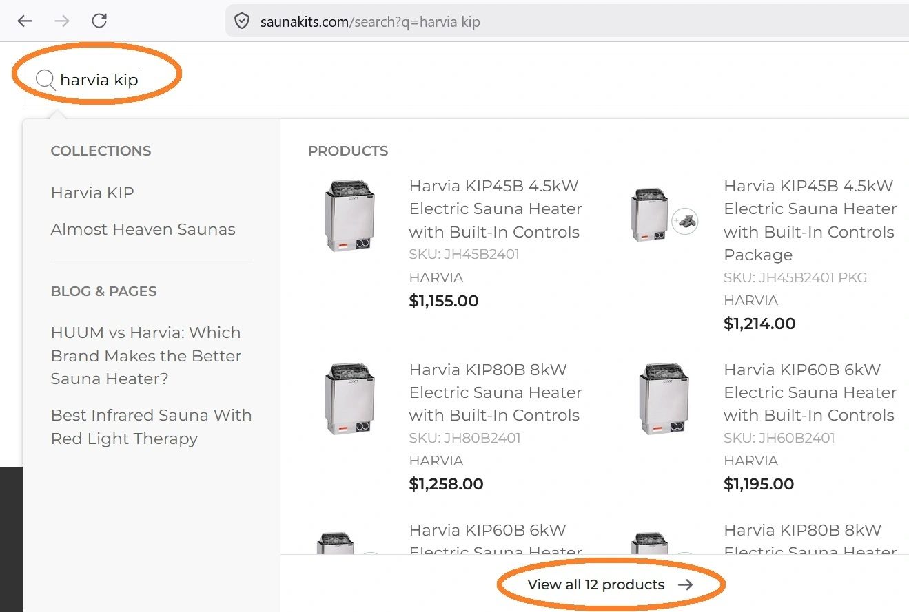 one heater returning 12 search results