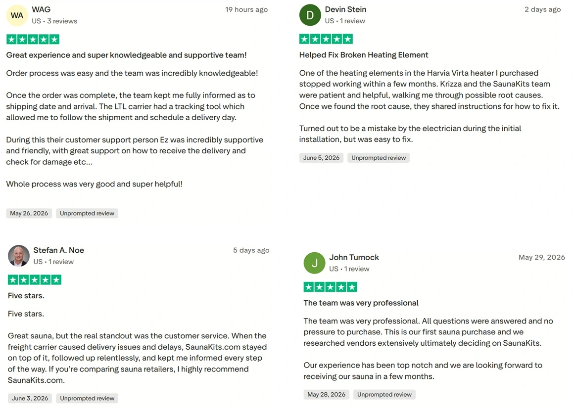 SaunaKits.com's fake reviews on Trustpilot