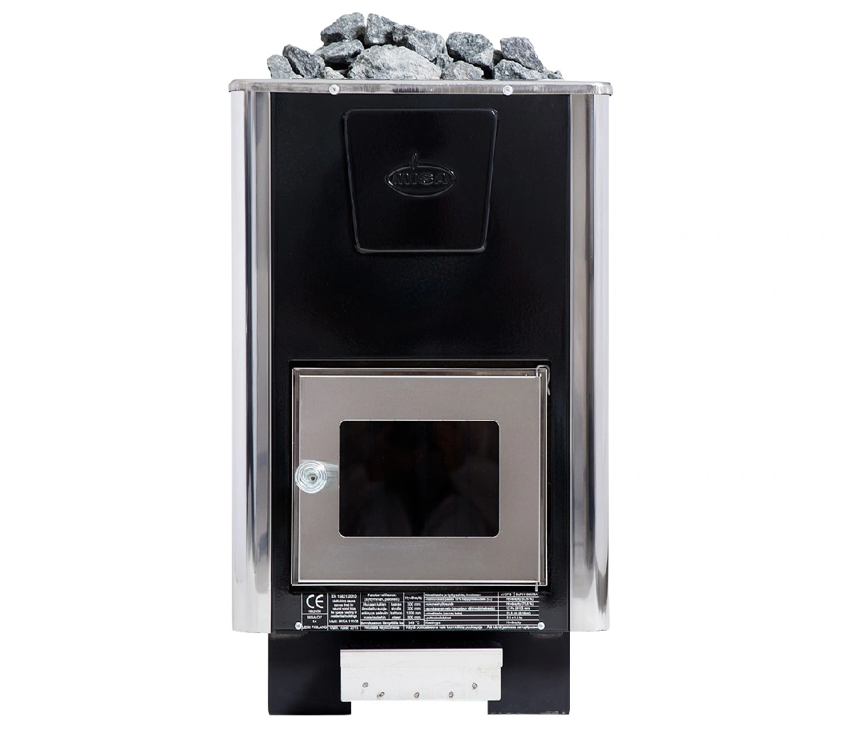 Misa wood-burning sauna stove, available in models 111, 112, and 113