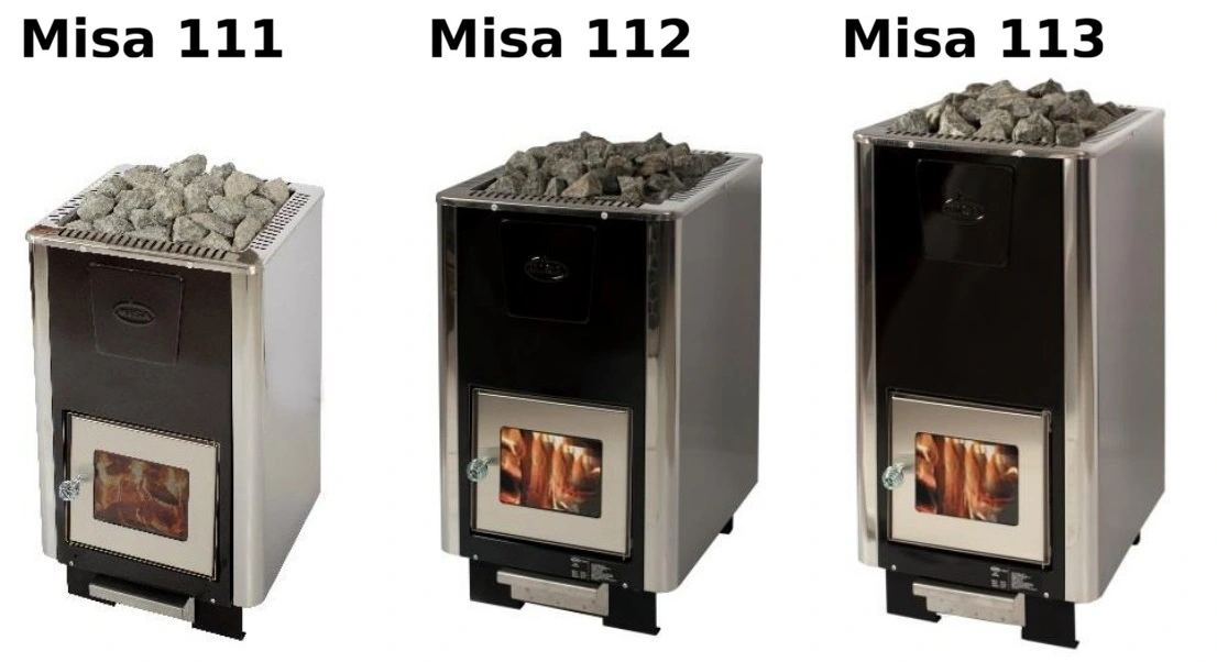 Misa sauna stove size differences