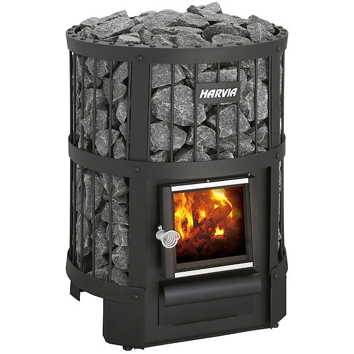 Harvia Legend wood-burning sauna stove, available in models 150, 240 GreenFlame, and 300