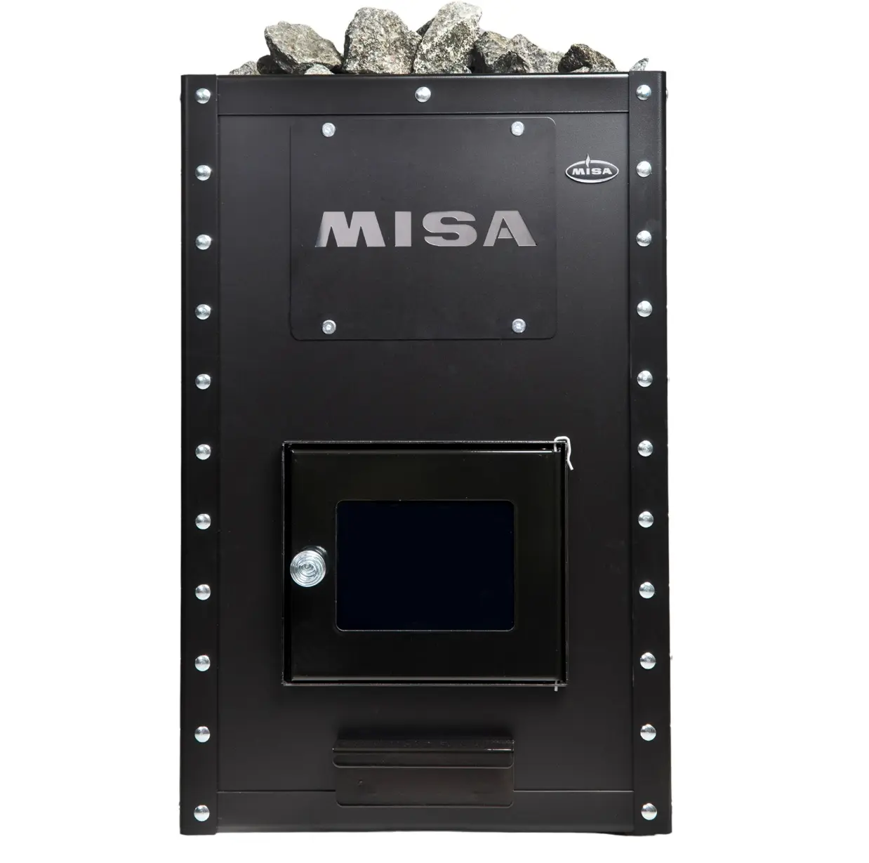 Misa HEV1 wood-burning sauna heater, front view