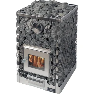 Misa Kiviset wood-burning sauna heater, corner view
