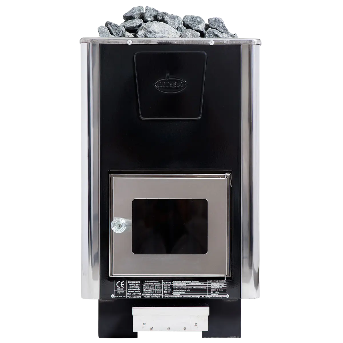 Misa wood-burning sauna stove, available in models 111, 112, and 113