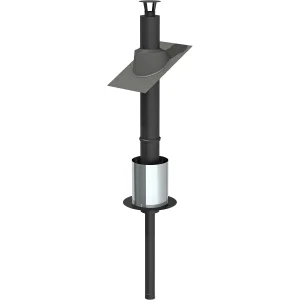 modular through-roof sauna chimney kit, available in steel or black