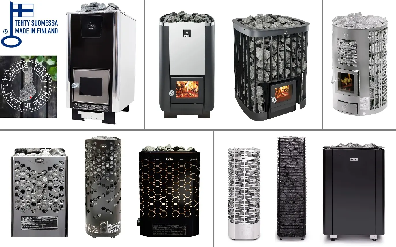 wood-burning sauna stoves and electric sauna heaters