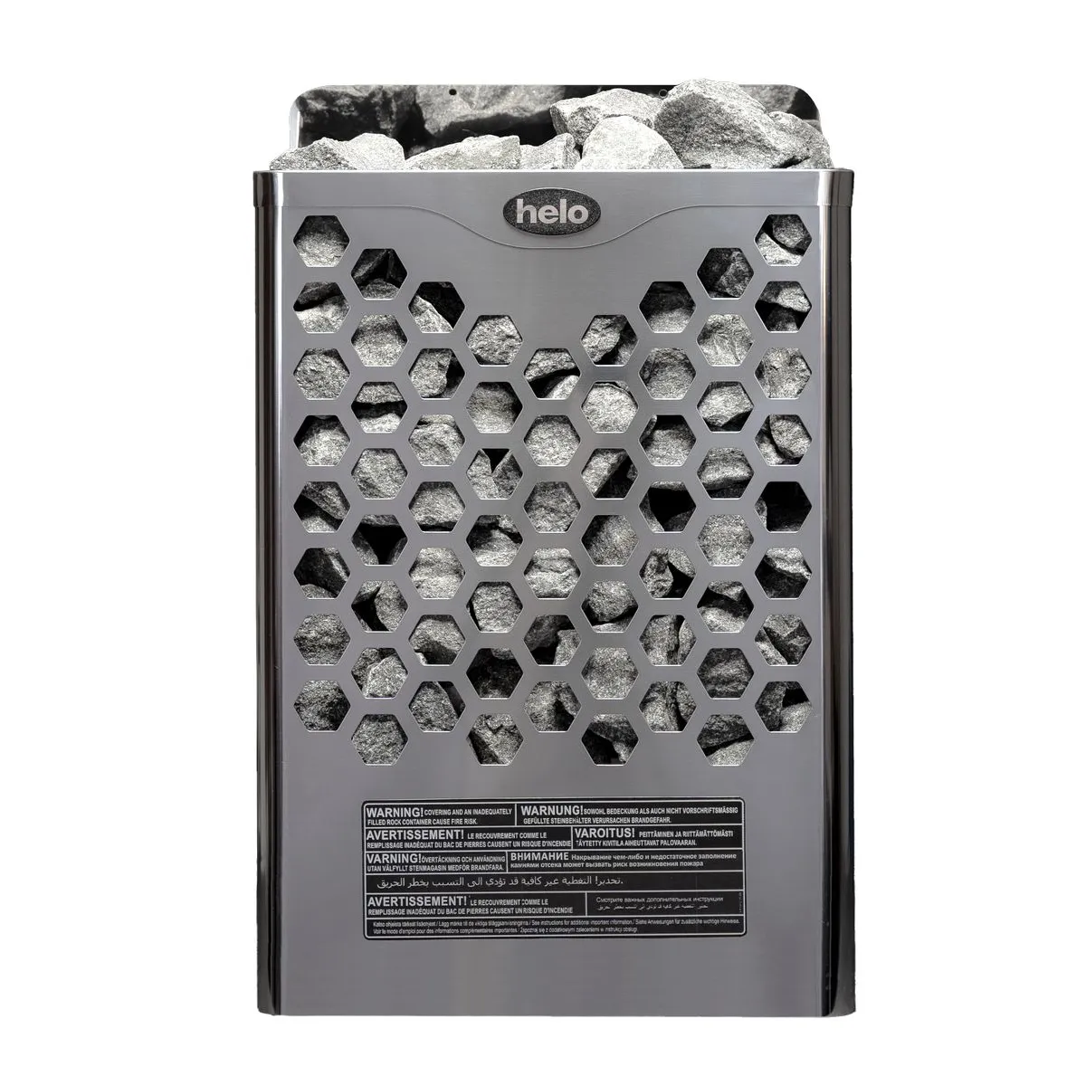 Helo Hanko STJ electric sauna heater, available in 6 kW and 8 kW in chrome or black