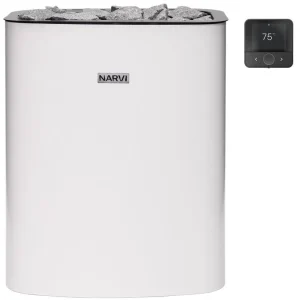 Narvi NC Electric Flow electric sauna heater, available in sizes 6 kW and 9 kW in white or black and with optional Wi-Fi