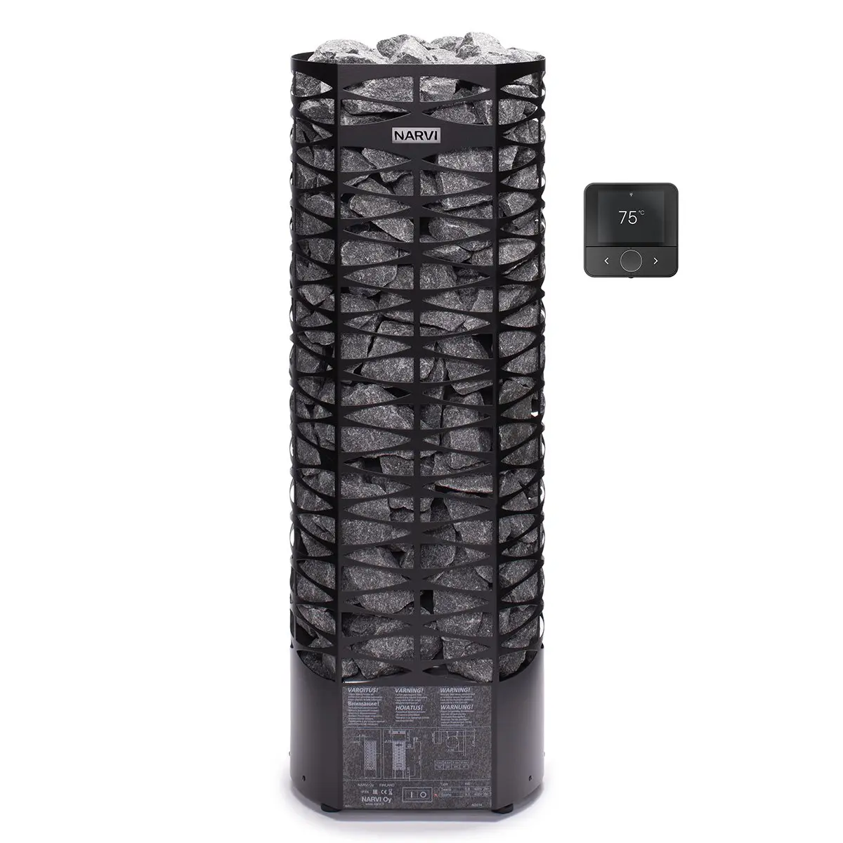 Narvi Saana electric sauna heater in black, front view
