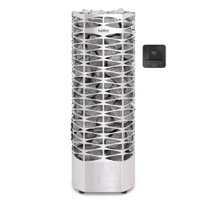 Narvi Saana electric sauna heater, available in sizes 6.8 and 9 kW in steel or black and with optional Wi-Fi
