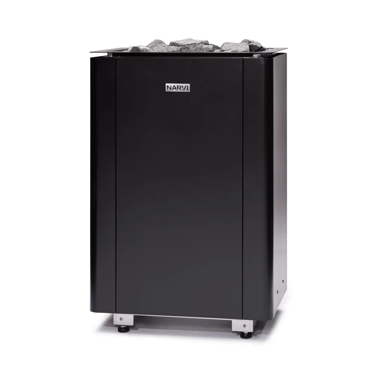 Narvi Ultra Small Flow heater in black, corner view