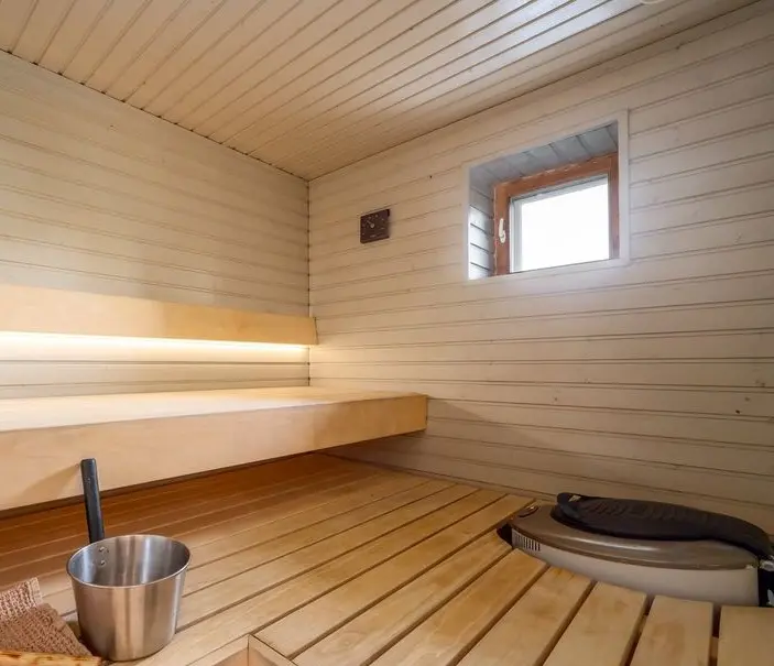 steel Harvia Forte in a sauna room