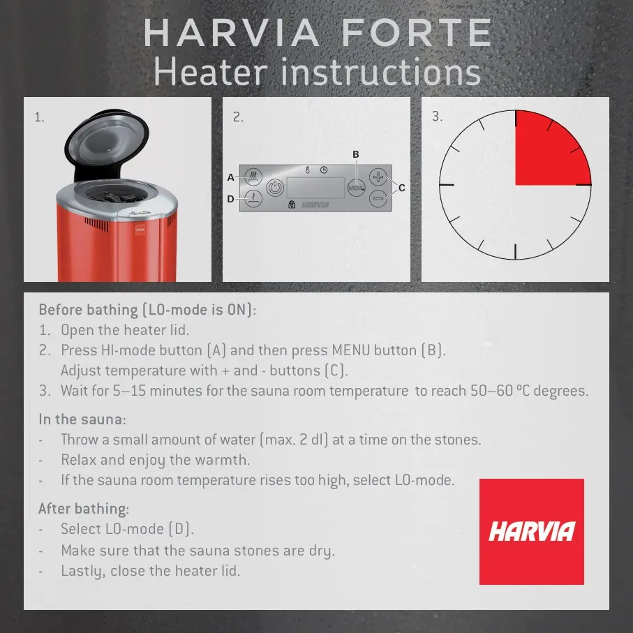 Harvia Forte electric sauna heater instructions